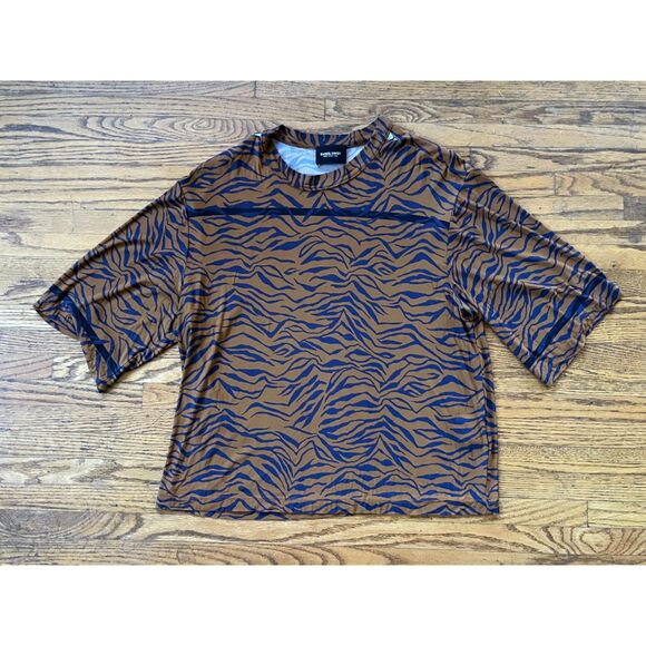 Rachel Comey Brown Blue Zebra Blouse Top Shirt Women's Size Small - Picture 3 of 9